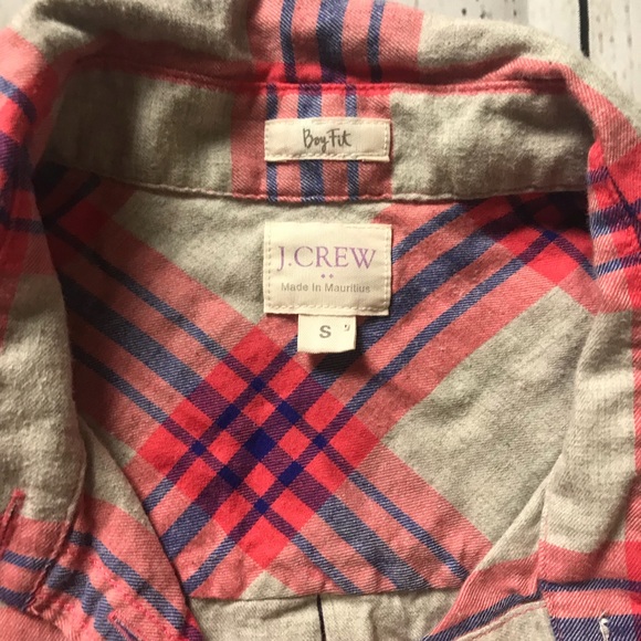 J. Crew Gray blue & pinkish flannel - Sz S - Picture 2 of 3